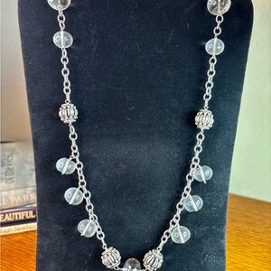 Stunning Silver and Clear Beaded Necklace